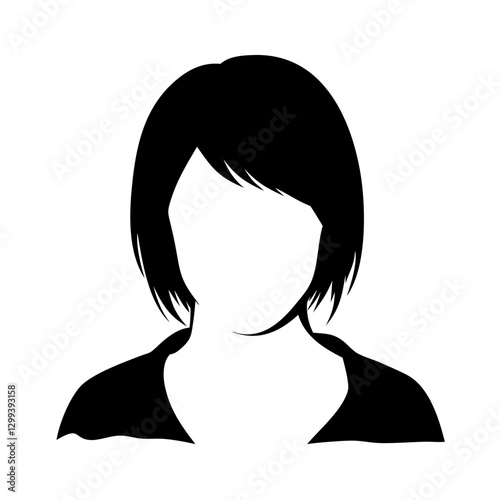 a woman's silhouette in black color, against an empty backdrop, symbolizing anonymity and mystery vector illustration