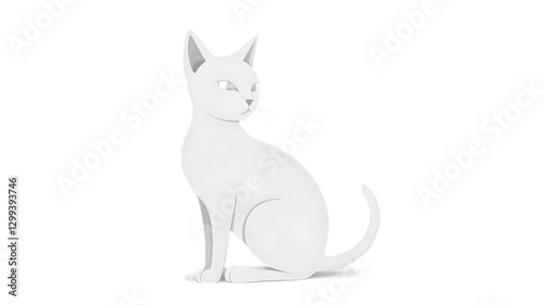 Elegant White Cat Silhouette: Minimalist Design for Decor and Art Projects