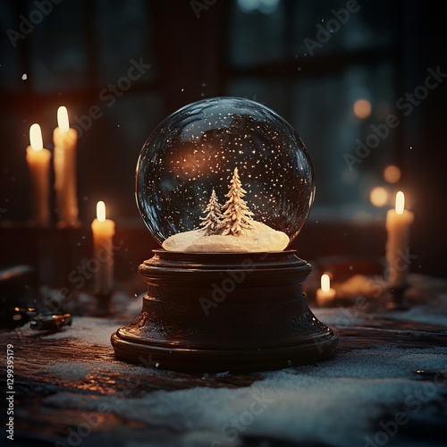 Winter Wonderland in a Glass Sphere:  A miniature winter scene, captured within a snow globe, conjures up an enchanting atmosphere of serenity and joy.