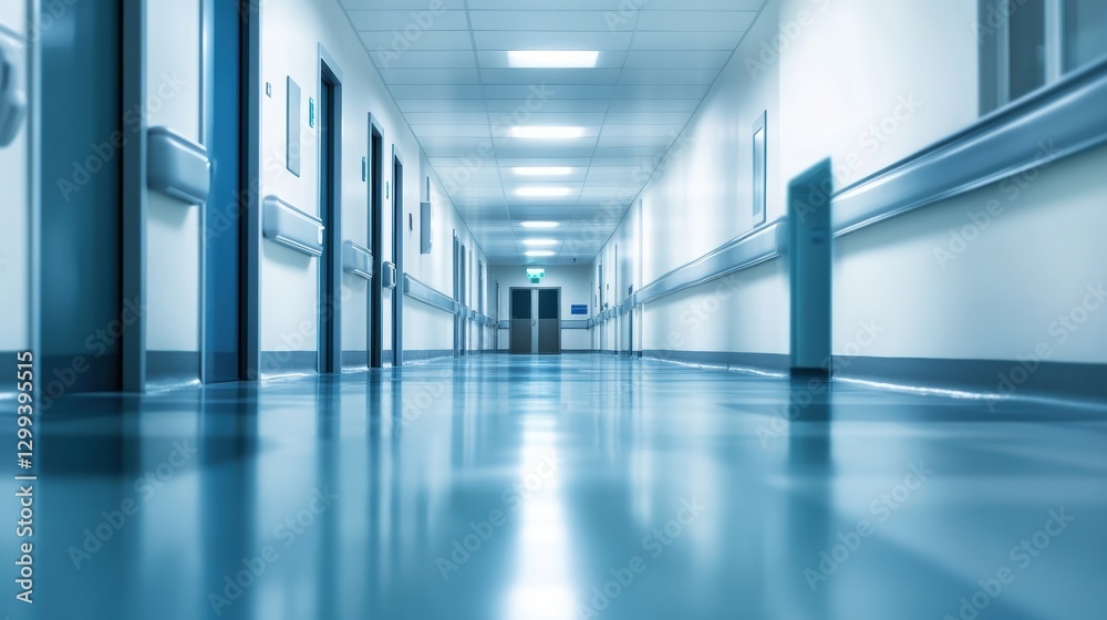 Empty hospital hallway, sterile and calm. Empty hospital hallway, sterile and calm.