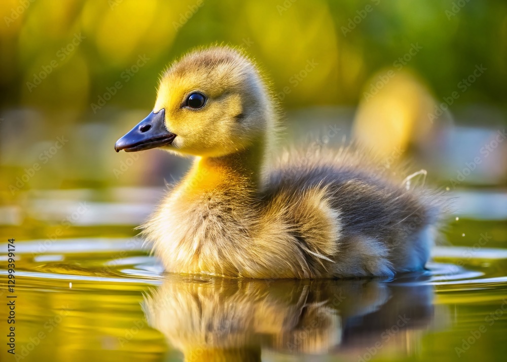 Adorable Canada Goose Gosling Swimming in Calm Water - Wildlife Photography Adorable Canada Goose Gosling Swimming in Calm Water - Wildlife Photography