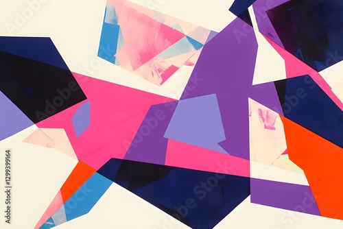 Vibrant Geometric Abstract Composition with Colorful Polygon Shapes and Patterns photo