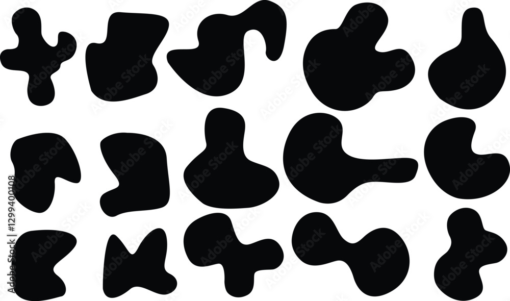 Unique Black Blob Shapes for Modern and Minimalist Vector Illustrations Unique Black Blob Shapes for Modern and Minimalist Vector Illustrations
