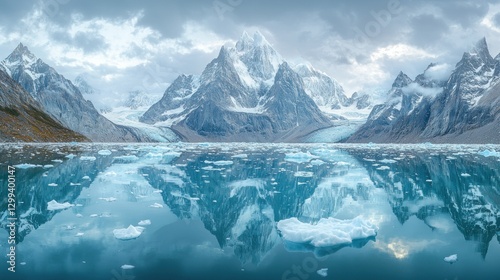 Wallpaper Mural Mountain reflection on icy lake water in a scenic glacial environment Torontodigital.ca