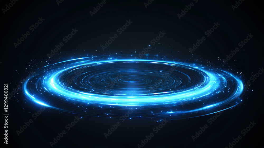 Abstract blue speed lights movement forming round disk shape or light way through space, digital tech background cover. Movement - Waves. Illustration Abstract blue speed lights movement forming round disk shape or light way through space, digital tech background cover. Movement - Waves. Illustration