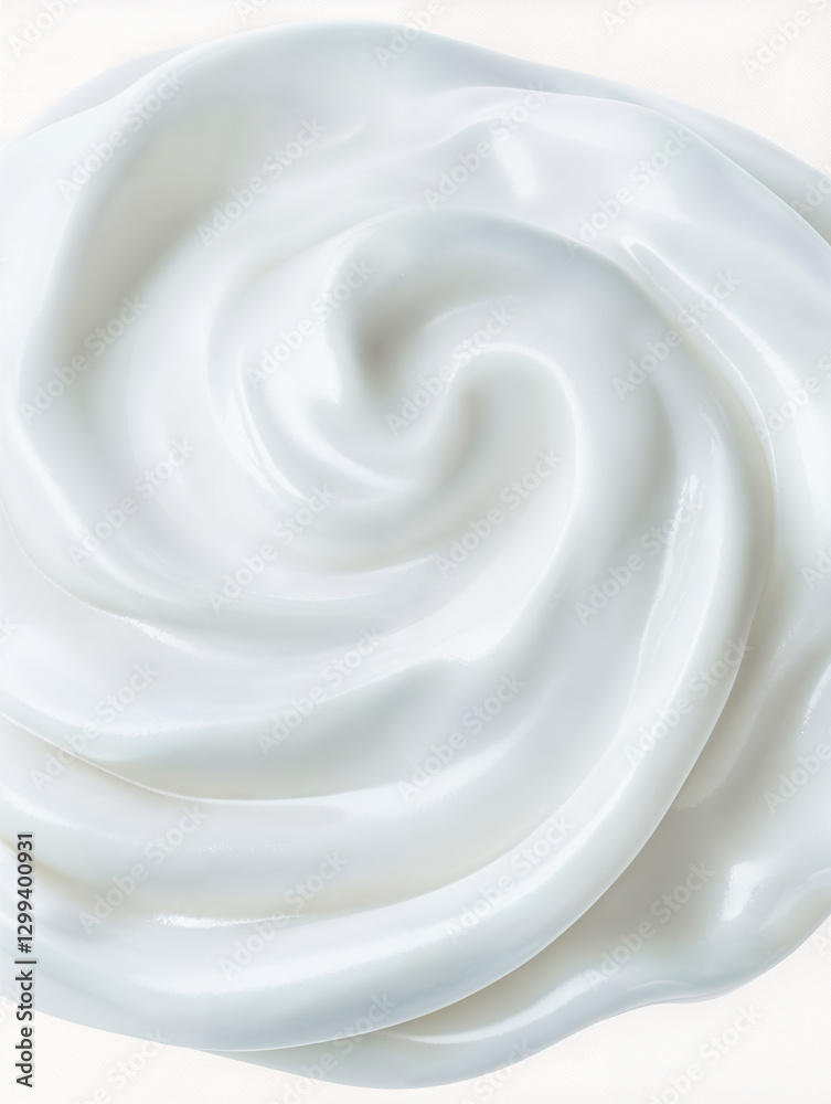 Creamy white swirl of lotion appearing soft and inviting on a light background, emphasizing smooth texture and natural feel Creamy white swirl of lotion appearing soft and inviting on a light background, emphasizing smooth texture and natural feel