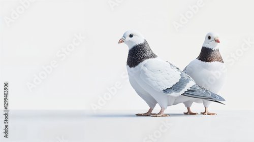 Wallpaper Mural Pigeons standing together on a clean surface in a well-lit environment with soft shadows in the background Torontodigital.ca