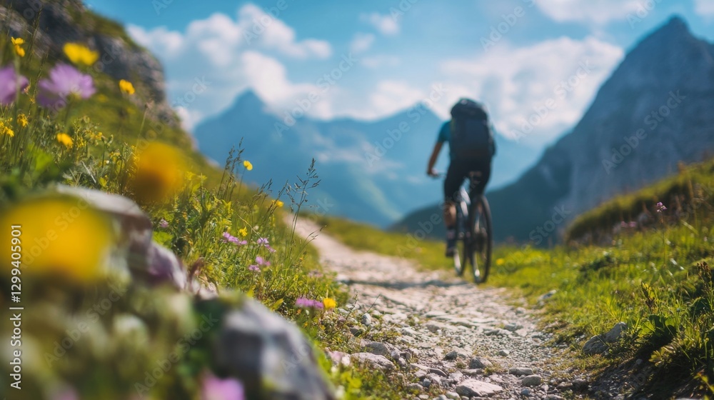 Obraz premium Mountain Biking Trail Flowers