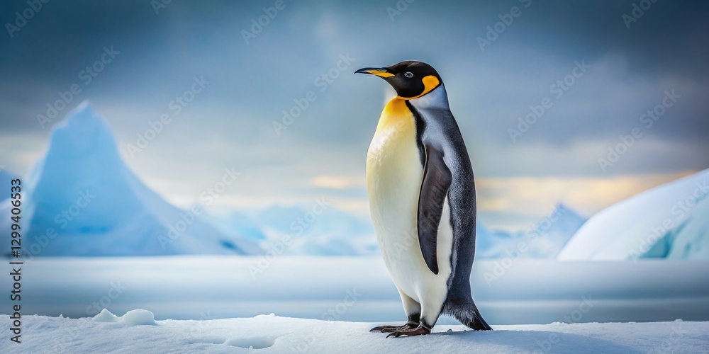 Obraz premium Adorable Penguin on White Background: High-Resolution Aerial Stock Photo