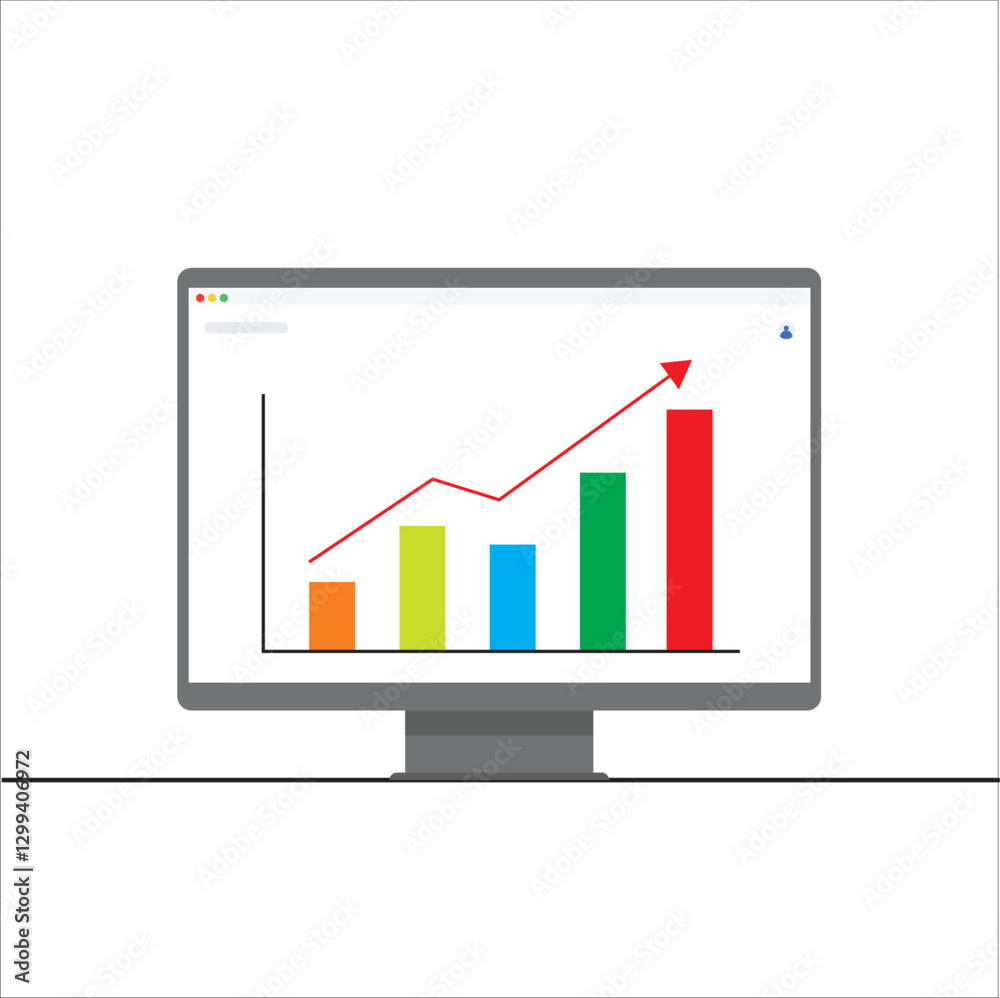Business Growth Chart on Computer Screen Showing Rising Graph and Bar Chart Analytics Business Growth Chart on Computer Screen Showing Rising Graph and Bar Chart Analytics