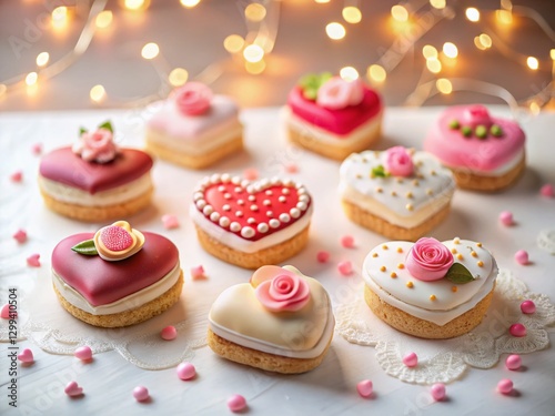 Adorable Tilt-Shift Valentine's Day Cakes on White Background