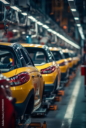 Wallpaper Mural Mass production assembly line of modern cars in a busy factory Torontodigital.ca