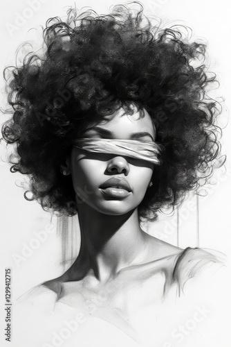 a portrait of an afro woman sketch