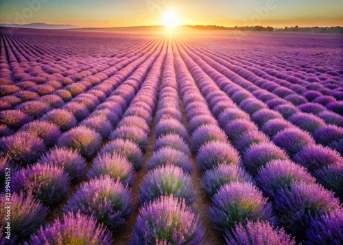 Aerial Lavender Fields: Shimmering Texture & Gentle Light
