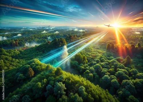 Aerial Long Exposure: Flight Over Lush Green Forest and Meadows - 4K