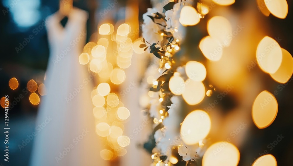 Wedding Dress and Fairy Lights: A Romantic Ambiance Wedding Dress and Fairy Lights: A Romantic Ambiance