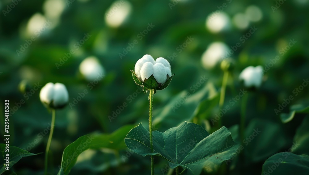 Serene Cotton Field at Sunset: A Breathtaking View of Nature's Softness Serene Cotton Field at Sunset: A Breathtaking View of Nature's Softness