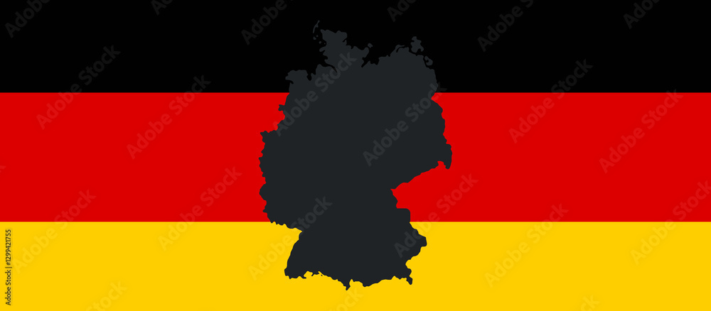 Obraz premium shape of Germany, map silhouette oultine isolated symbol icon, german flag background