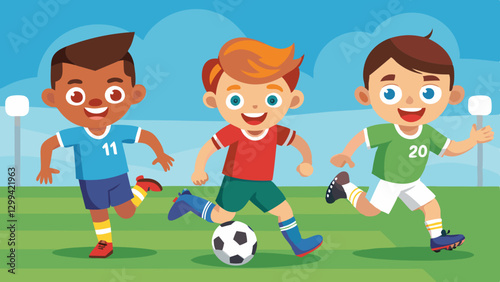 children playing soccer