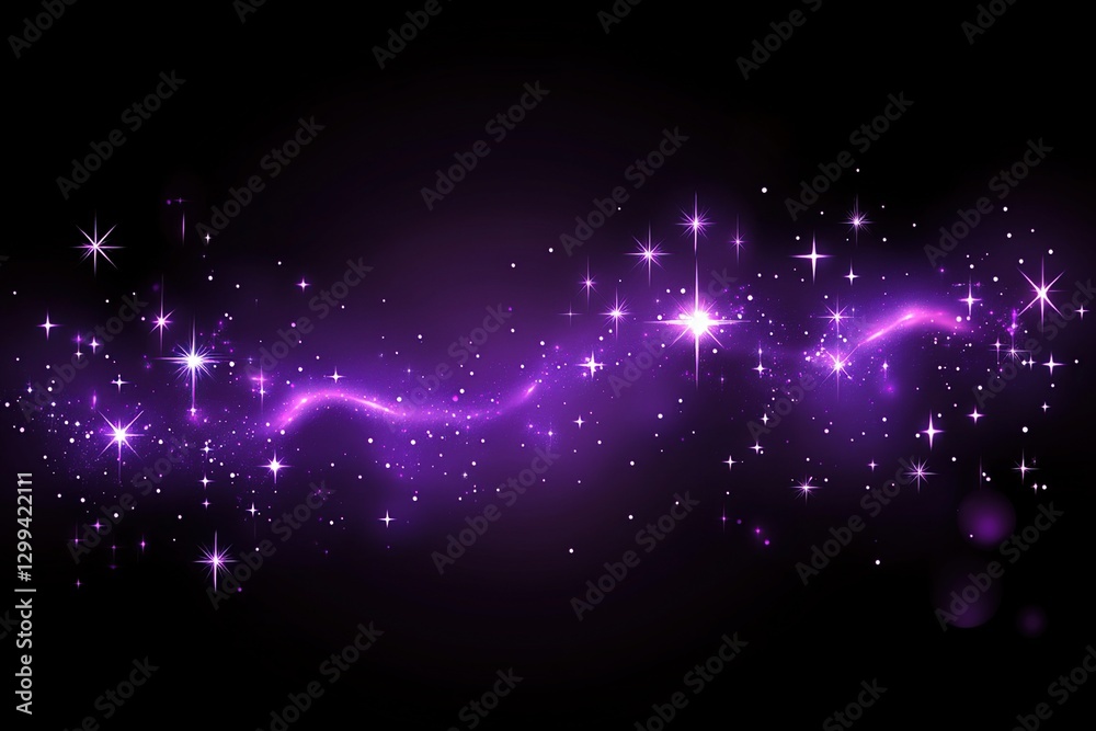 Fototapeta premium Purple Glitter and Sparkle Background with Glowing Stars