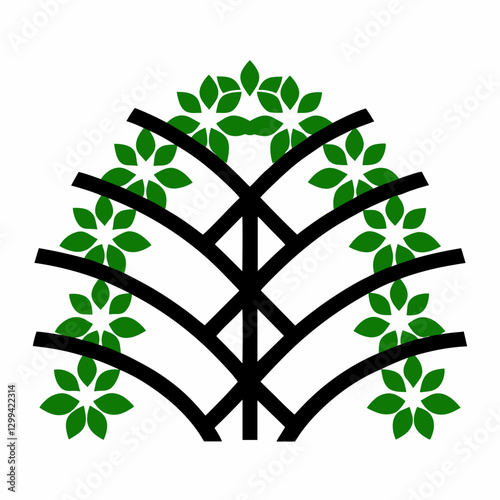 Abstract espalier tree icon with curved branches