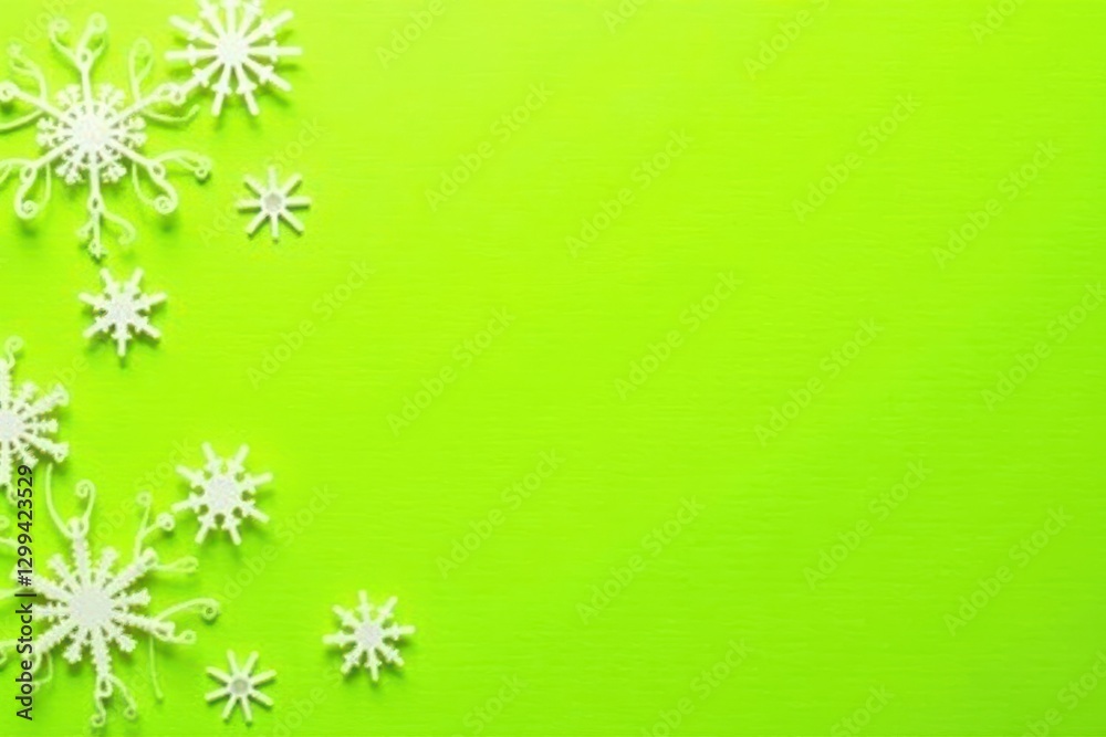 Bright lime green paper with snowflake cutouts , fresh, color, background Bright lime green paper with snowflake cutouts , fresh, color, background