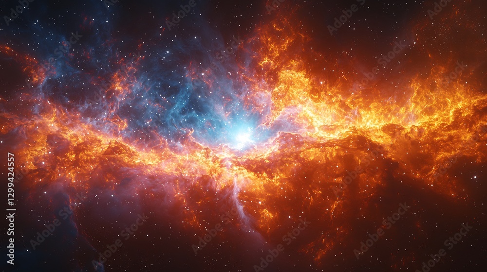 Obraz premium Red giant shedding its outer layers forming an intricate planetary nebula glowing in vibrant hues