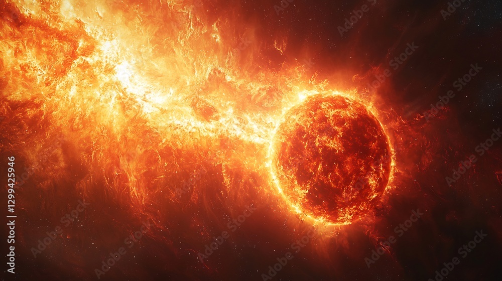 Fototapeta premium Red supergiant on the verge of collapse its expanding shell of plasma glowing in deep space infrared