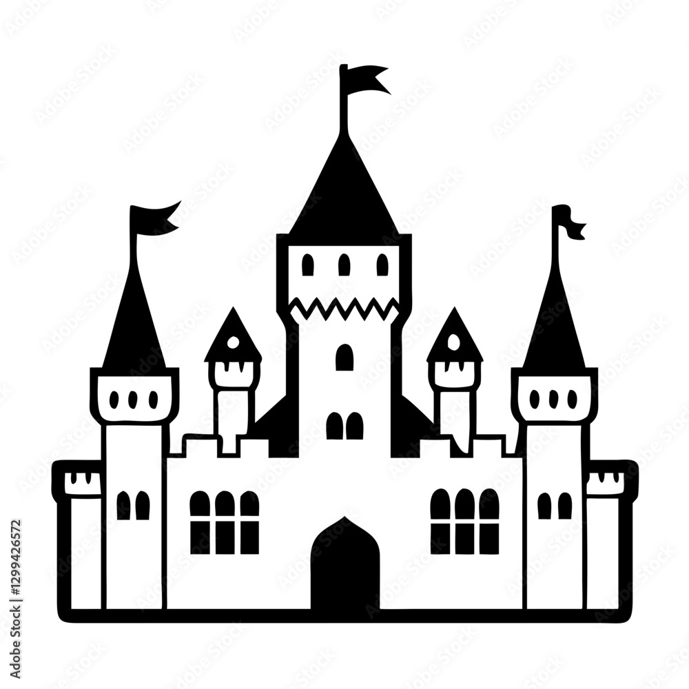 Obraz premium Castle icon in black and white
