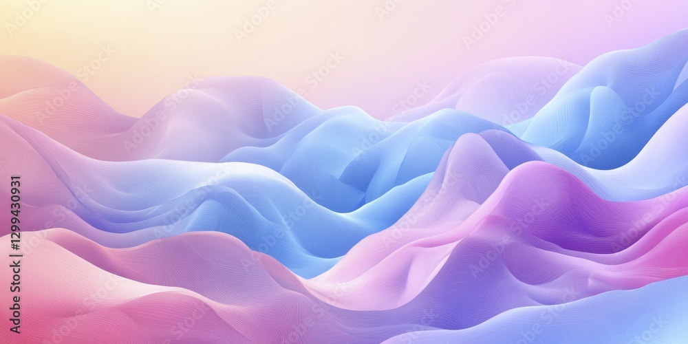 Obraz premium Abstract Pastel Waves: Dreamlike Landscape of Soft Hues and Gentle Undulations