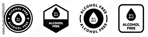 Alcohol Free - vector signs for bottle with drink. Vector isolated on white.