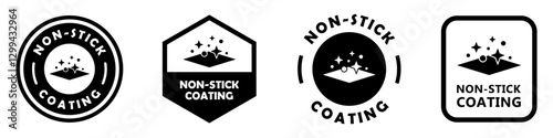 Non-Stick Coating icons for frying pan. Vector isolated on white.