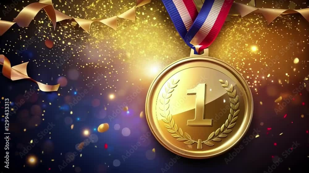Realistic gold medal mockup. Gold medal with ribbon. Design winner golden medal prize. Winner award medal