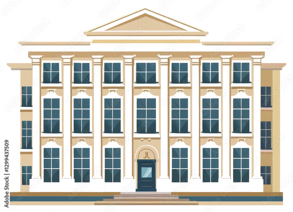 Fototapeta premium A large elegant building illustration with windows and columns on display