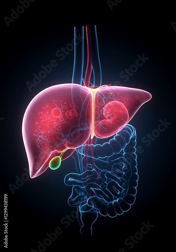 Human Liver and Gallbladder: Detailed Anatomical Visualization