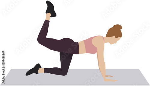 woman donkey kick exercise illustration