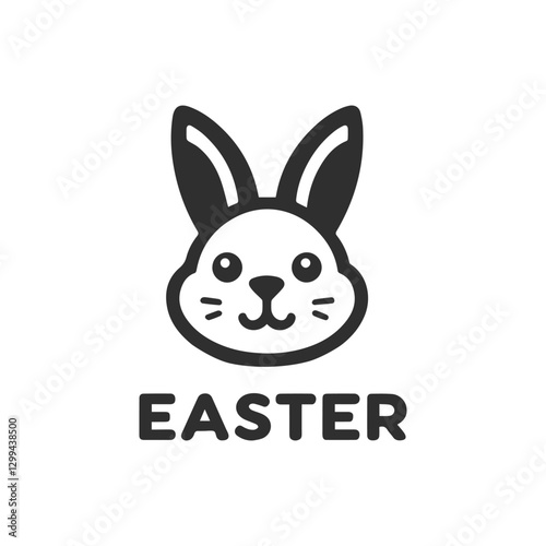 easter bunny icon, cute rabbit character, simple flat style, isolated on transparent