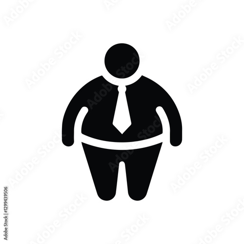 fat man icon, obesity illustration, overweight, human silhouette on transparent background