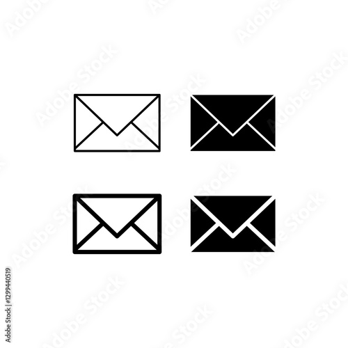 email icon with line and silhouette style with thin lines and thick lines. perfect for web and graphic design, communications projects, business presentations and digital marketing materials.