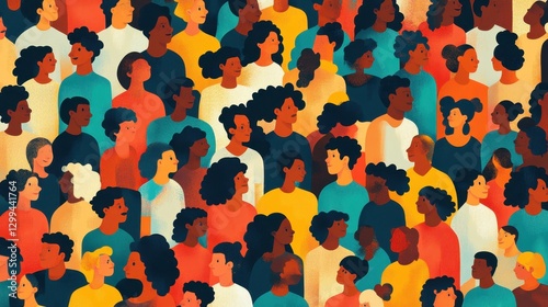 Diverse crowd of african young adults and teens in vibrant clothing