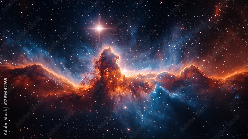 Fototapeta premium Young Cepheid Variable star in the Large Magellanic Cloud its pulses creating expanding waves of stellar radiation