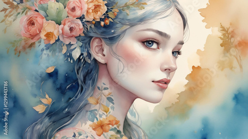 花と女　AI画像　ジェネレーティブAI