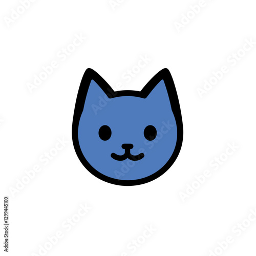 Blue cat illustration with cute expression, playful design