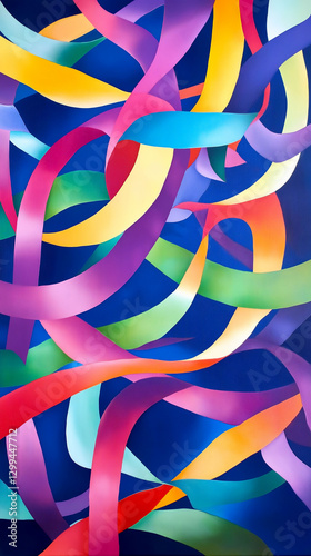 Wallpaper Mural Colorful abstract ribbons flowing gracefully across the canvas Torontodigital.ca