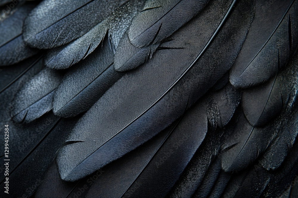 Obraz premium Close-up of dark, overlapping feathers creating a textured, abstract pattern.