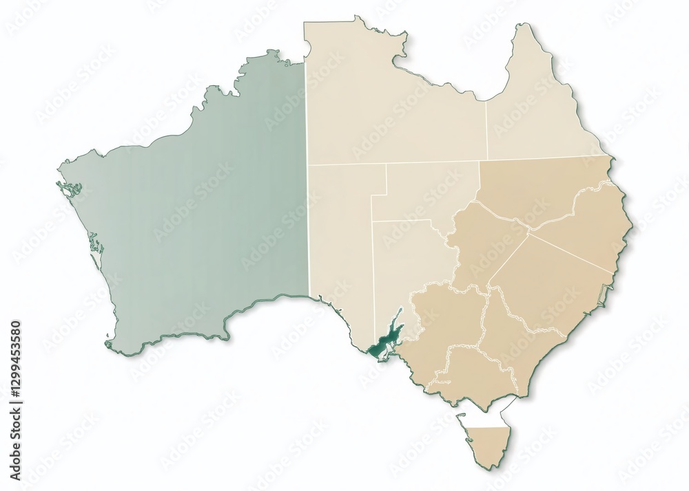 Obraz premium Central Darling NSW Australia Outline Map - Geographic Location Guide