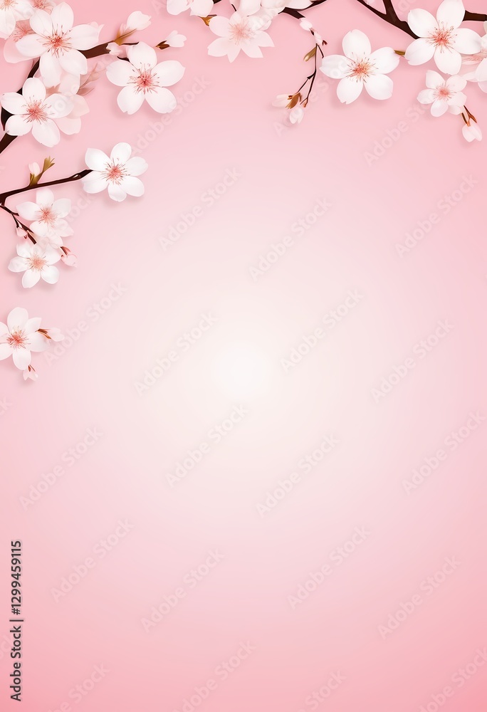 Watercolor Cherry Blossom Background with Copy Space Watercolor Cherry Blossom Background with Copy Space