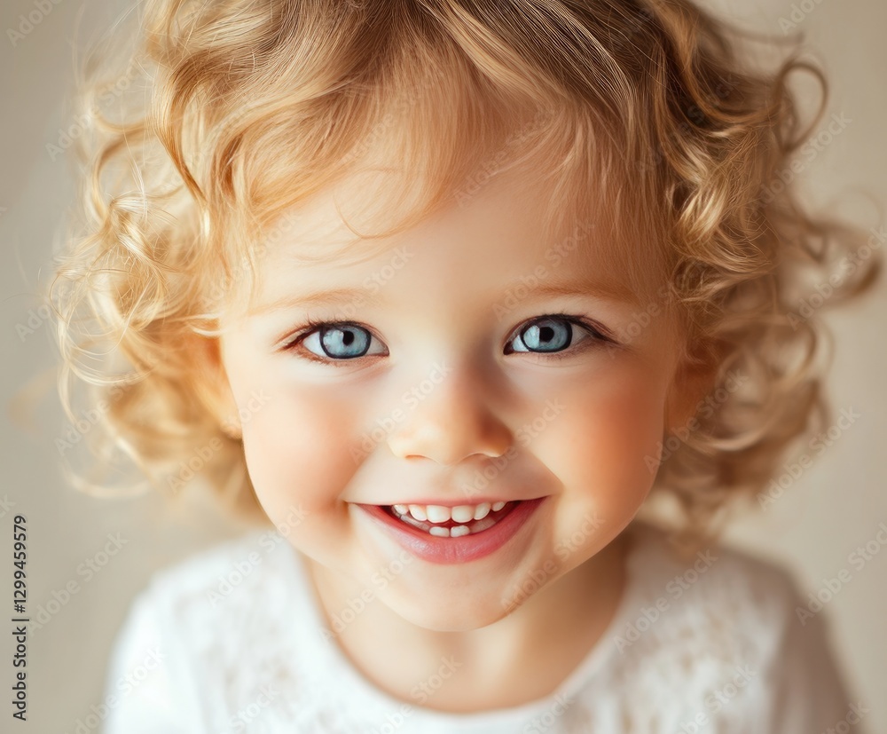 A cheerful toddler with curly hair beams a captivating smile, her bright eyes illuminated by gentle natural light, radiating pure joy and innocence A cheerful toddler with curly hair beams a captivating smile, her bright eyes illuminated by gentle natural light, radiating pure joy and innocence