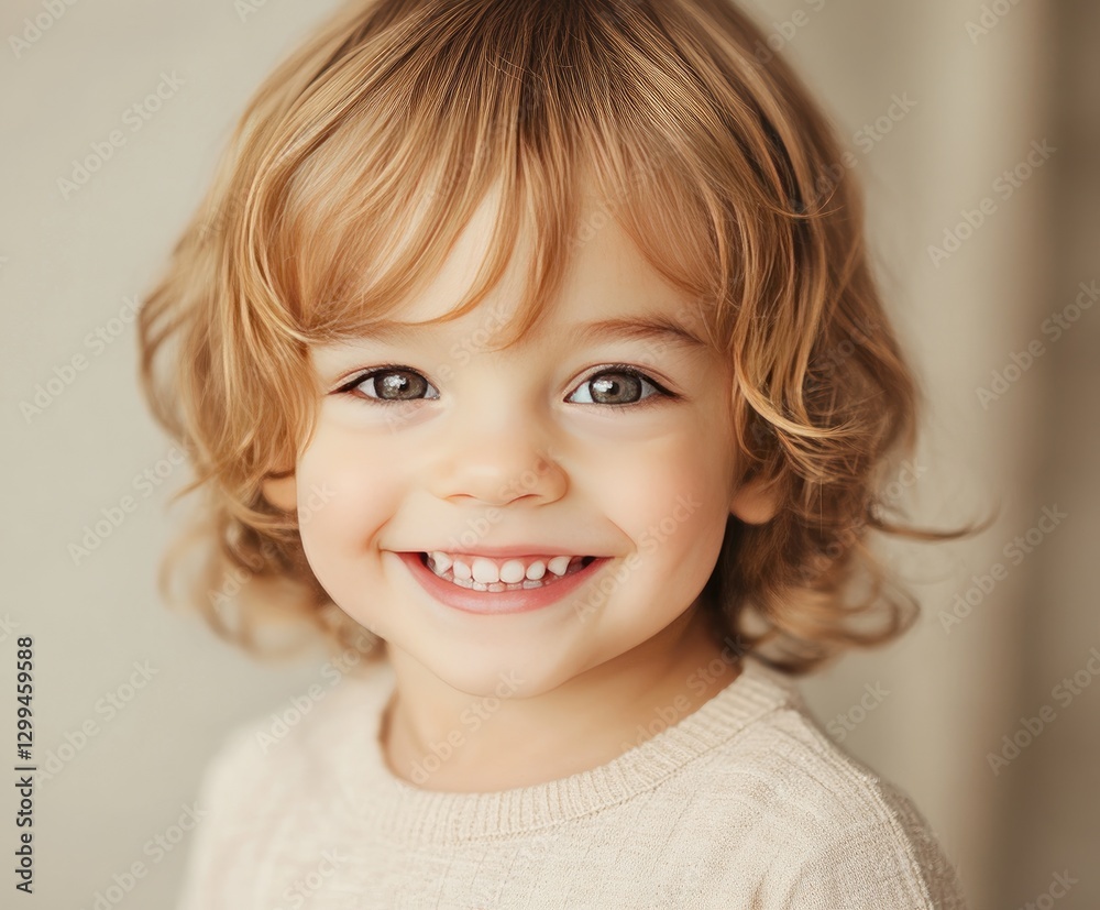 A happy toddler around 2 years old beams with joy and innocence. Their bright eyes and warm smile radiate happiness in a soft, natural light setting A happy toddler around 2 years old beams with joy and innocence. Their bright eyes and warm smile radiate happiness in a soft, natural light setting