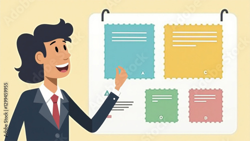 Businessperson Selecting a Backup Plan, Evaluating Options A, B, C, D, Emphasizing Contingency Planning and Strategic Decision-Making